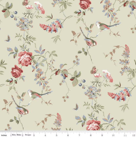 Anne of Green Gables - Floral with Birds - Sage